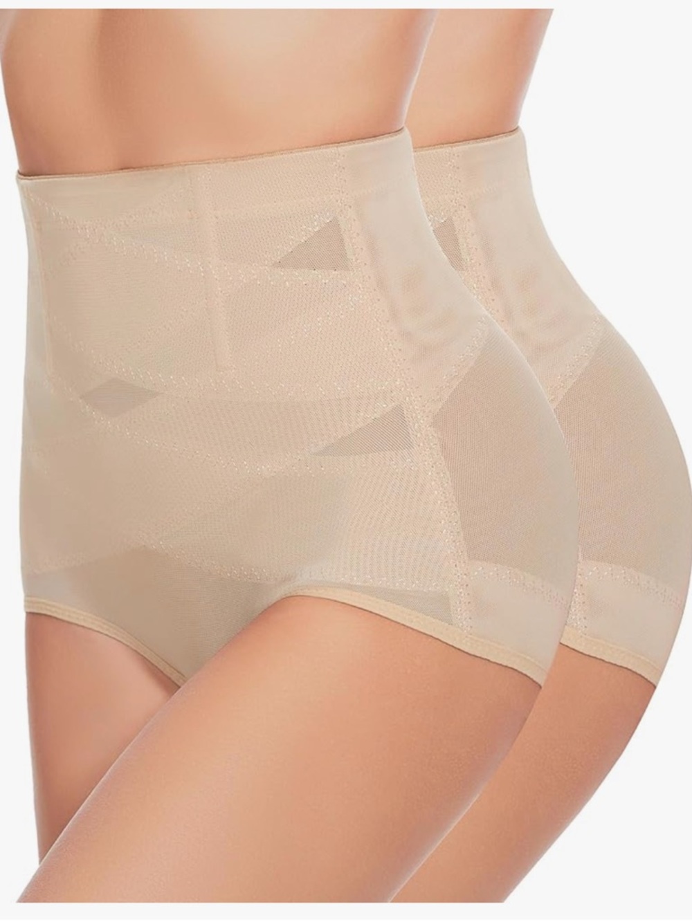 2 pairs of High-Waist Tummy Control Shaping Briefs in Nude